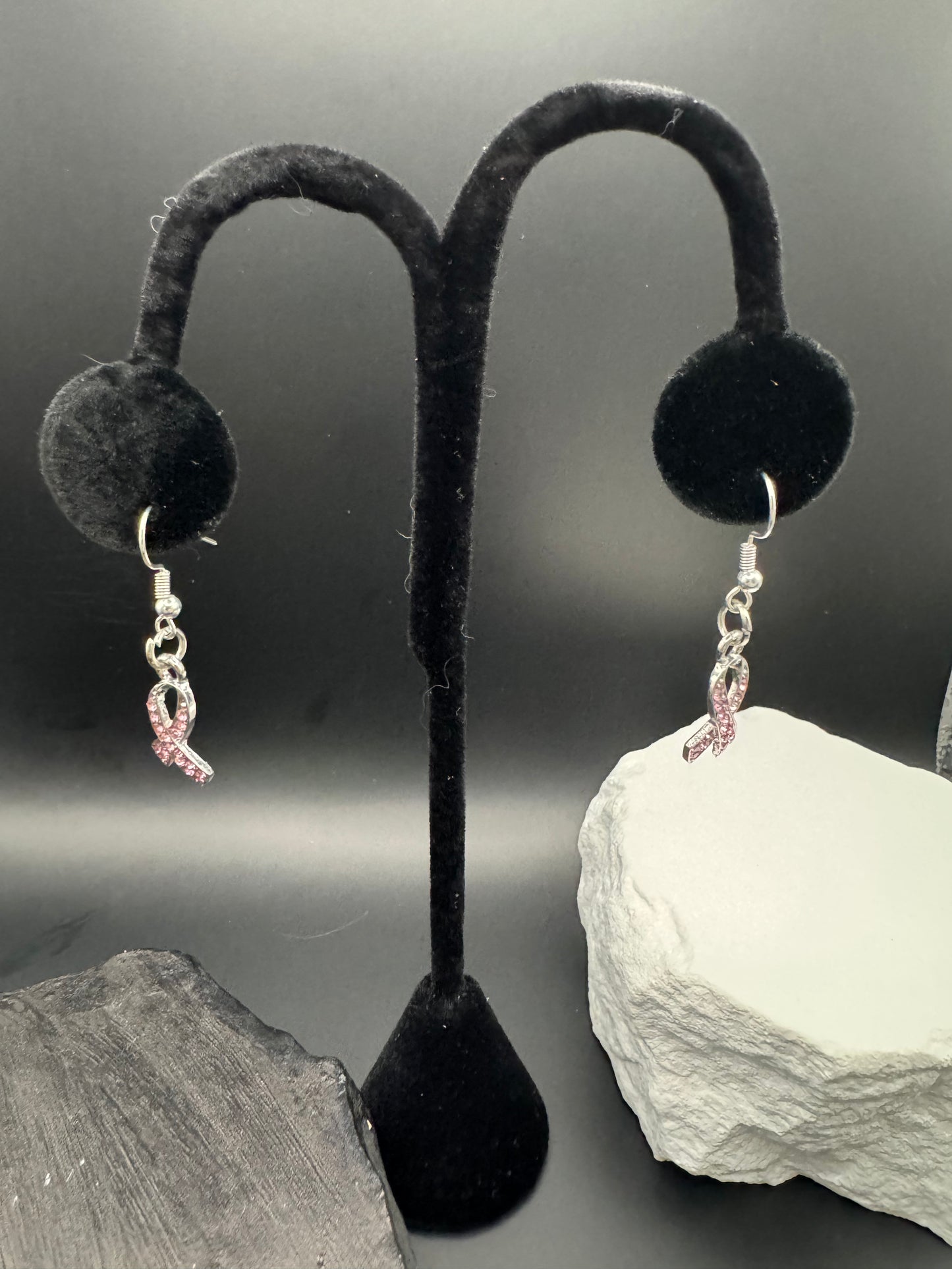 Breast cancer, awareness, ribbon earrings