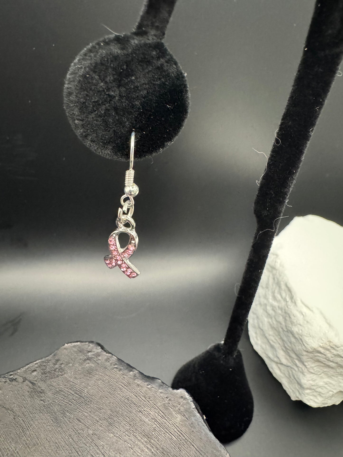 Breast cancer, awareness, ribbon earrings