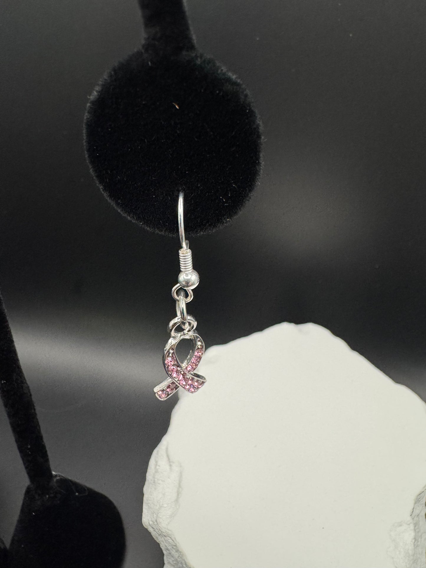 Breast cancer, awareness, ribbon earrings
