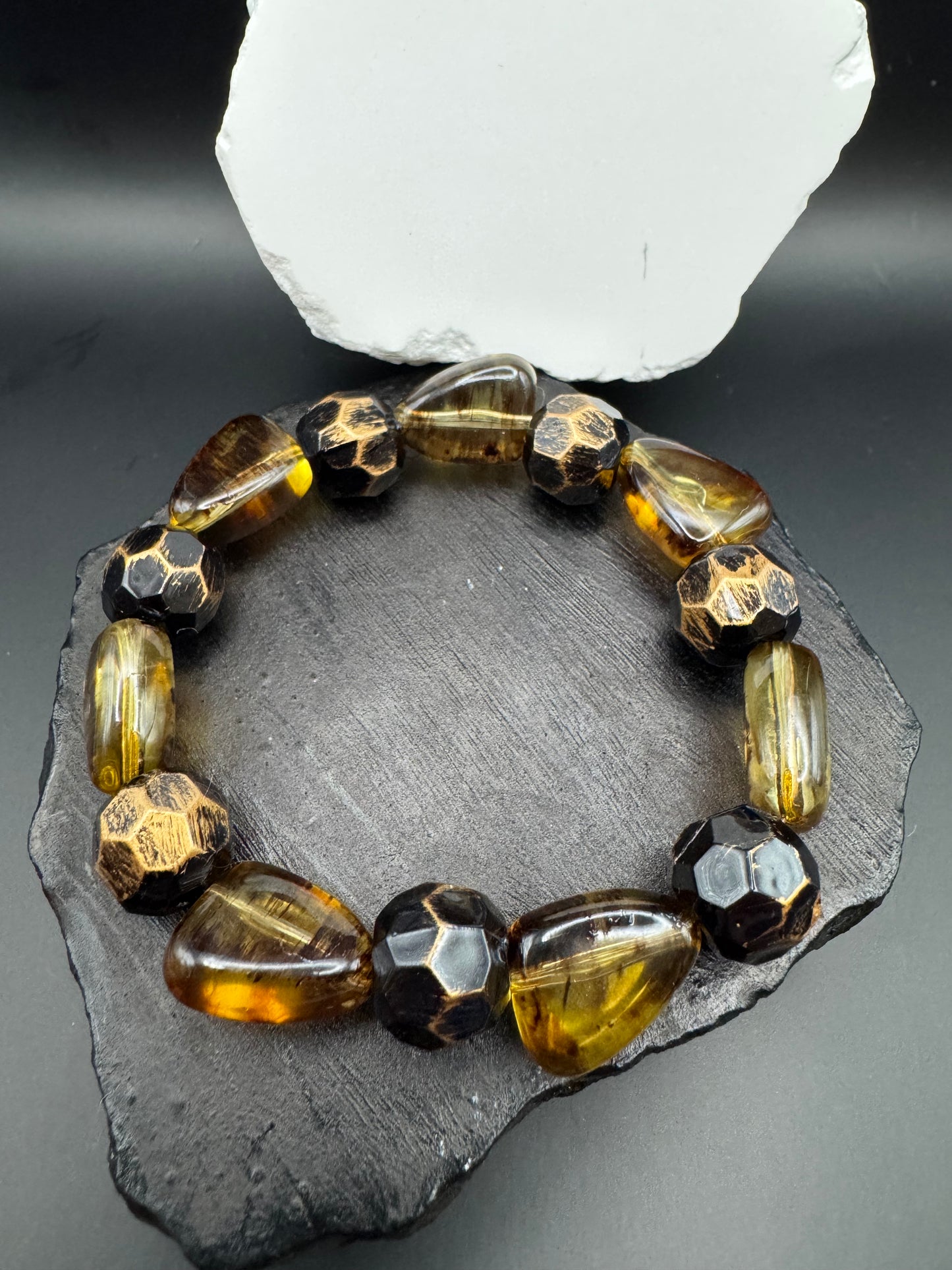 Amber colored glass bracelet
