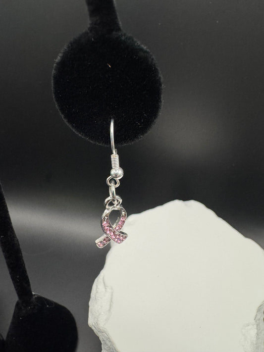 Breast cancer, awareness, ribbon earrings