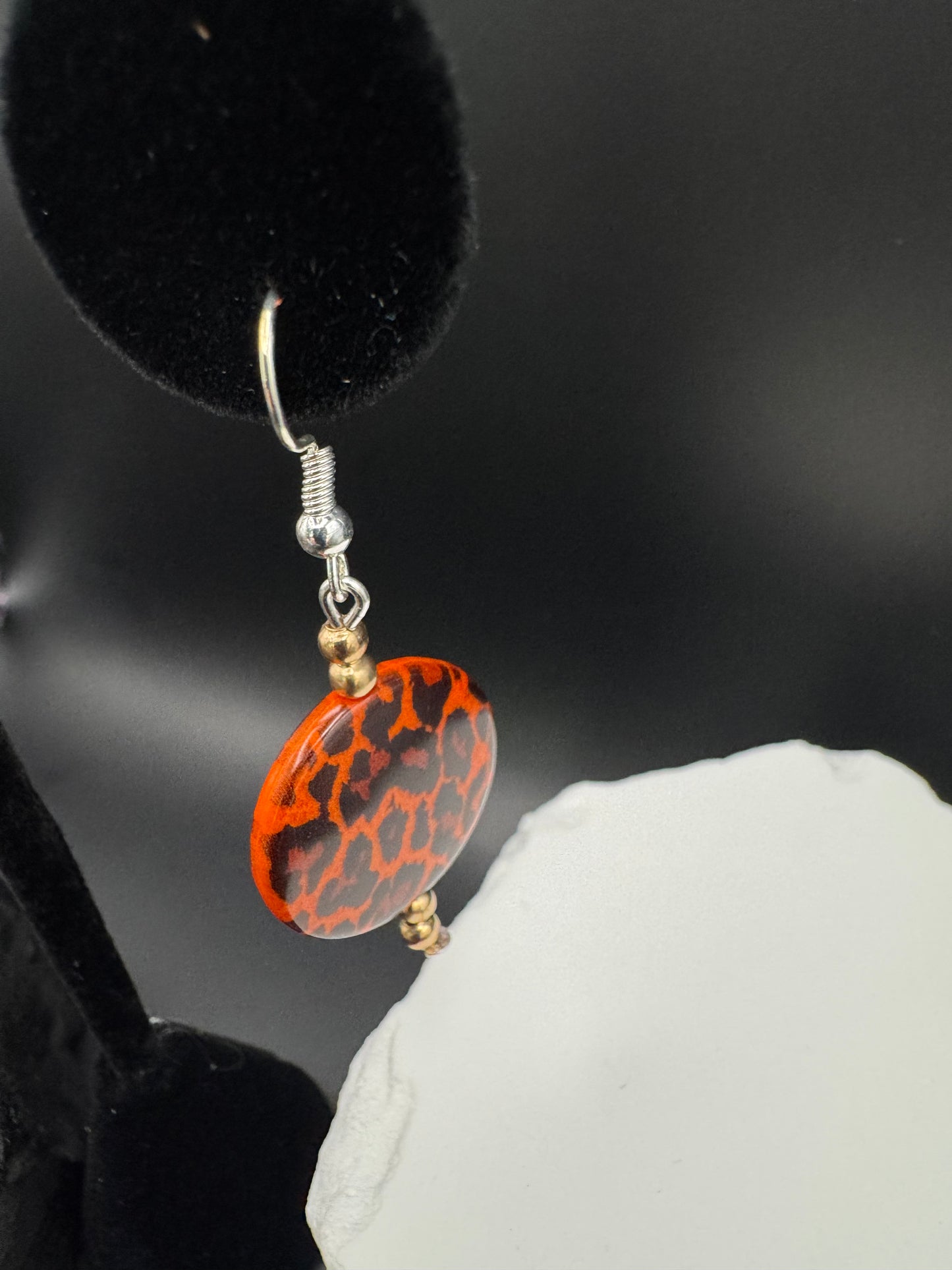 Orange leopard print earrings